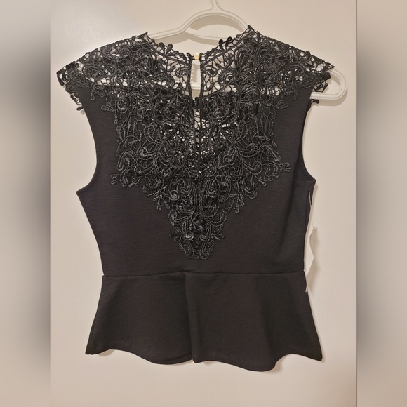 Bebe black lace peplum top size small - Picture 2 of 6